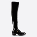 Dior Women D-Doll Thigh Boot Black Crinkled and Stretch Patent Calfskin