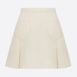 Dior Women Dioramour Miniskirt with Heart-Shaped Pockets Ecru Wool and Silk