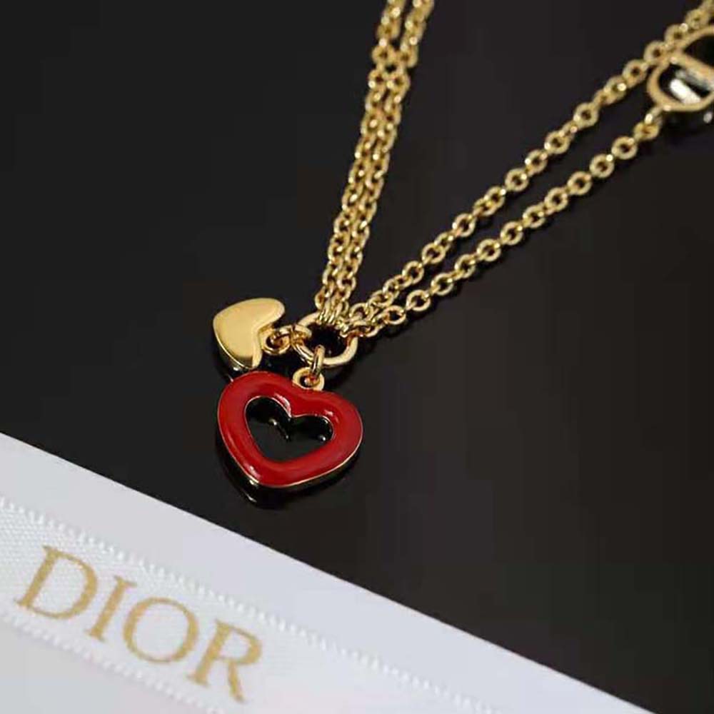 dior red heart necklace