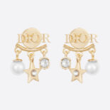 Dior Women Dio(r)evolution Earrings Gold-Finish Metal with White Resin Pearls and White Crystals