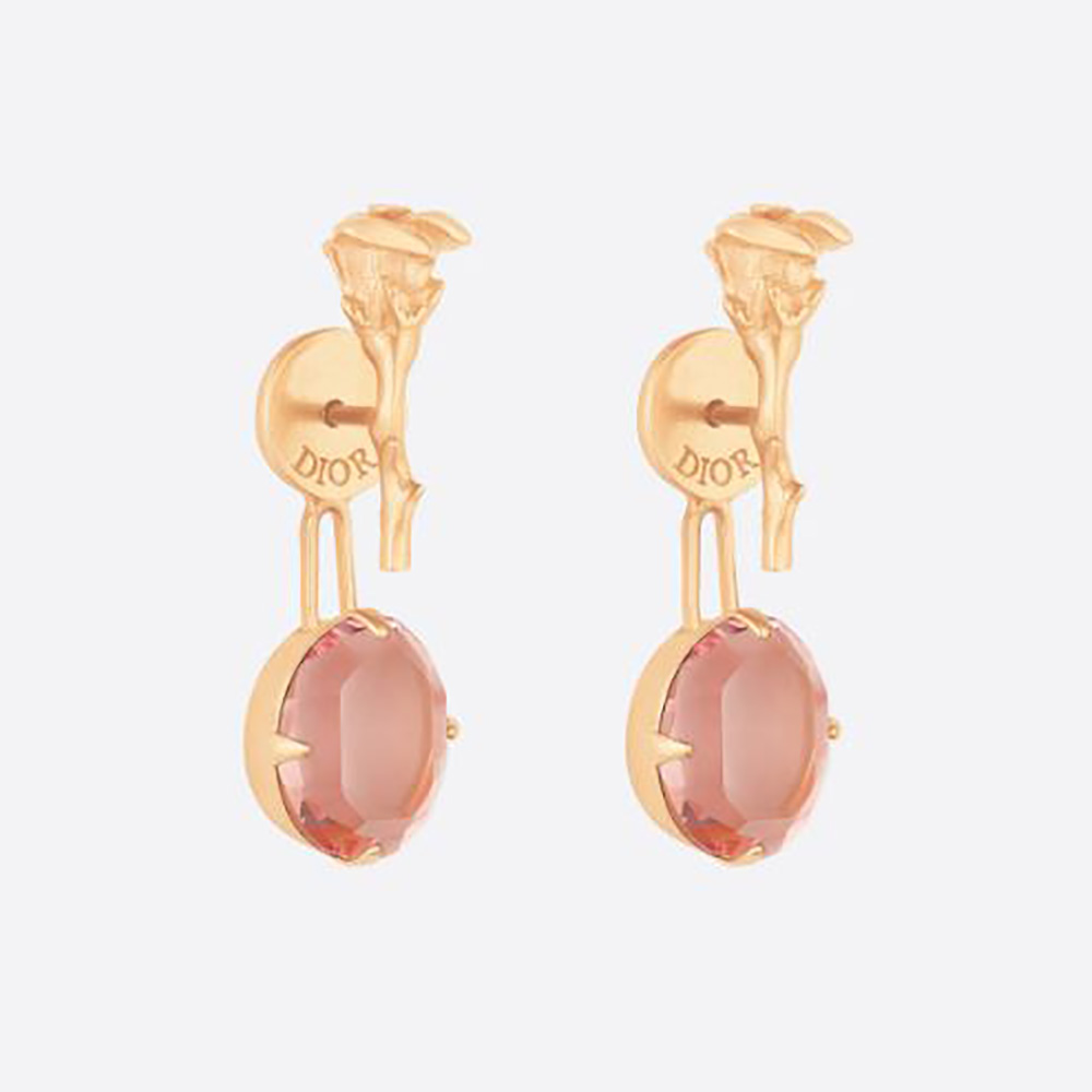 Dior Women Dream Earrings GoldFinish Metal and Pink Crystals