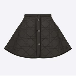Dior Women Macrocannage Miniskirt Black Quilted Technical Taffeta