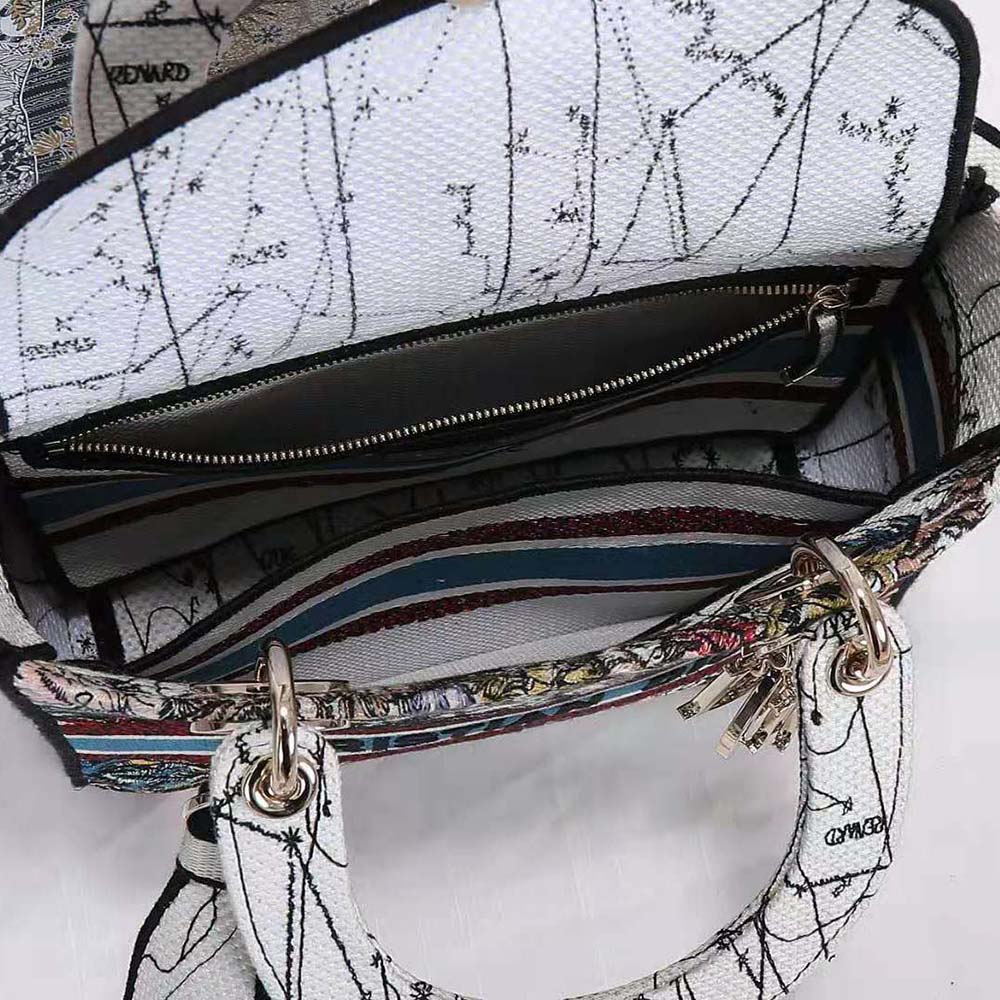 Medium Lady D-Lite Bag Latte Multicolor Di**r Constellation