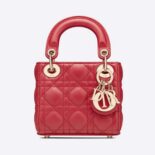 Dior Women Micro Lady Dior Bag Red Cannage Lambskin