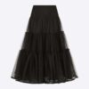 Dior Women Mid-Length Frilled Skirt Black Technical Tulle