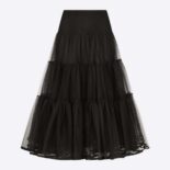 Dior Women Mid-Length Frilled Skirt Black Technical Tulle