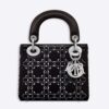 Dior Women Mini Lady Dior Bag Black Strass Cannage Satin