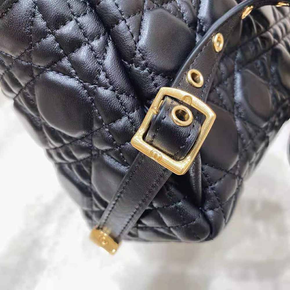 Dior Women Small Dior Backpack Black Cannage Lambskin