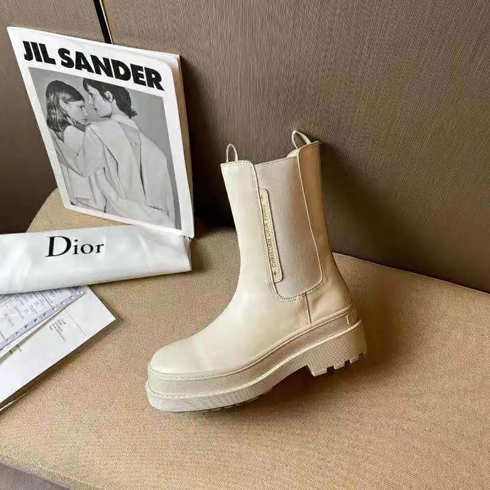 Christian+Dior+Women%27s+TRIAL+Ankle+Boots+Off+White+Calfskin+Size