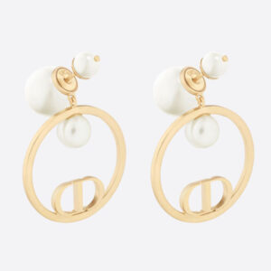 Dior Women Tribales Earrings Gold-Finish Metal and White Resin Pearls