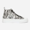 Dolce Gabbana D&G Women Canvas Portofino Light Mid-Top Sneakers with DG Logo Print