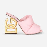 Dolce Gabbana D&G Women Down-Padded Mules with DG Pop Heel-Pink