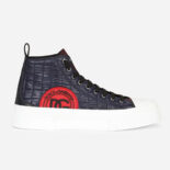 Dolce Gabbana D&G Women Quilted Two-Tone Nylon Portofino Light Mid-Top Sneakers-Navy