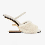 Fendi Women First White Sheepskin High-Heeled Sandals