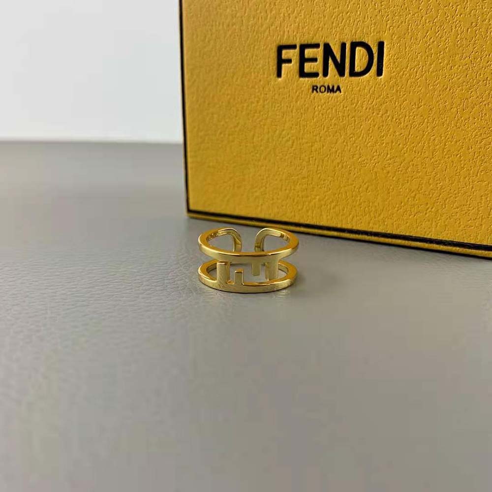 FENDI O'LOCK 40079 Ruthenium Gold FF Lock Logo Unisex Metal