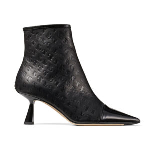 Jimmy Choo Women Kix/Z 65 Black Patent and JC Monogram Leather Ankle Boots