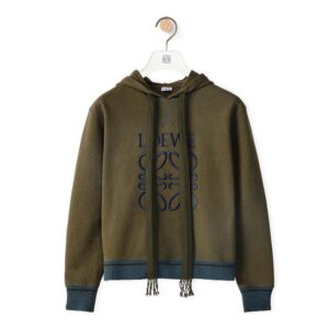 Loewe Women Anagram Hoodie in Cotton-Green