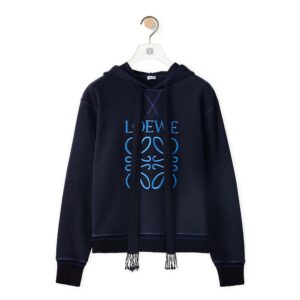 Loewe Women Anagram Hoodie in Cotton-Navy