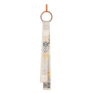 Loewe Women Anagram Lines Scarf in Wool and Cashmere-White
