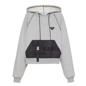 Prada Women Oversized Hoodie with Re Nylon Inserts