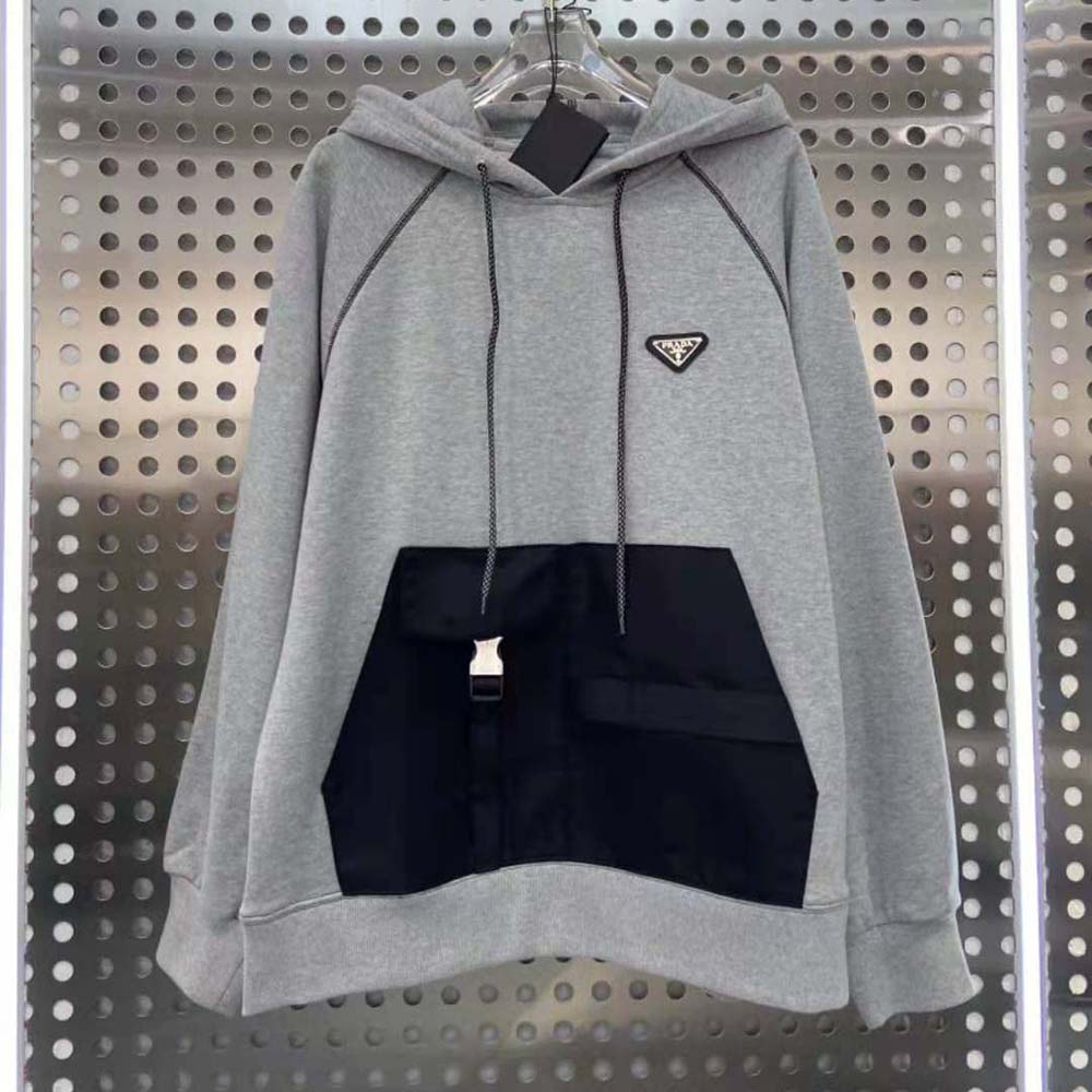 Prada Women Oversized Hoodie with Re-Nylon Inserts 2 Prada Women Oversized Hoodie with Re-Nylon Inserts - Image 2