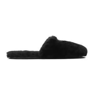 Prada Women Shearling Sabots The Enameled Triangle Logo