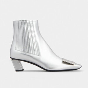 Roger Vivier Women Belle Vivier Metal Buckle Chelsea Booties in Soft Leather