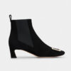 Roger Vivier Women Trompette Metal Buckle Chelsea Booties in Suede