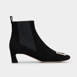 Roger Vivier Women Trompette Metal Buckle Chelsea Booties in Suede