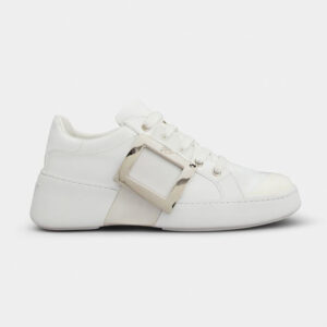 Roger Vivier Women Viv Skate Metal Buckle Sneakers in Soft Leather-White
