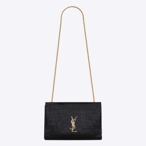 Saint Laurent YSL Women Kate Medium Reversible in Suede and Crocodile-Embossed Leather
