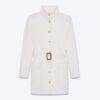 Saint Laurent YSL Women Long Belted Jacket in Wool Jersey-White