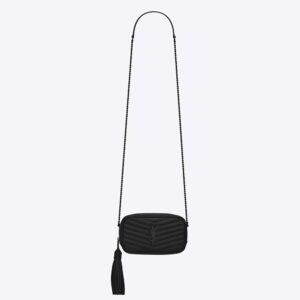 Saint Laurent YSL Women Lou Mini Bag in Quilted Grain DE Poudre Embossed Leather-Black