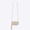 Saint Laurent YSL Women Lou Mini Bag in Quilted Grain DE Poudre Embossed Leather-White