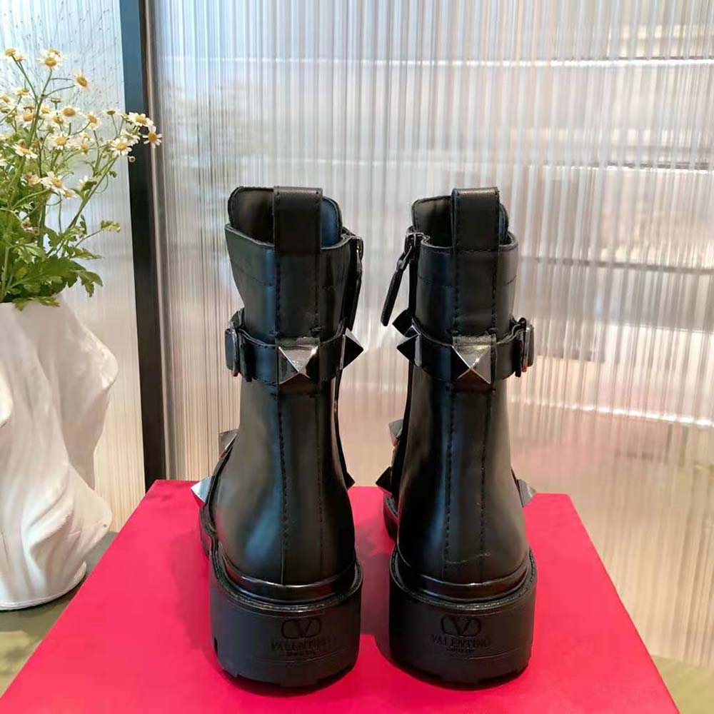 valentino roman stud calfskin combat boot