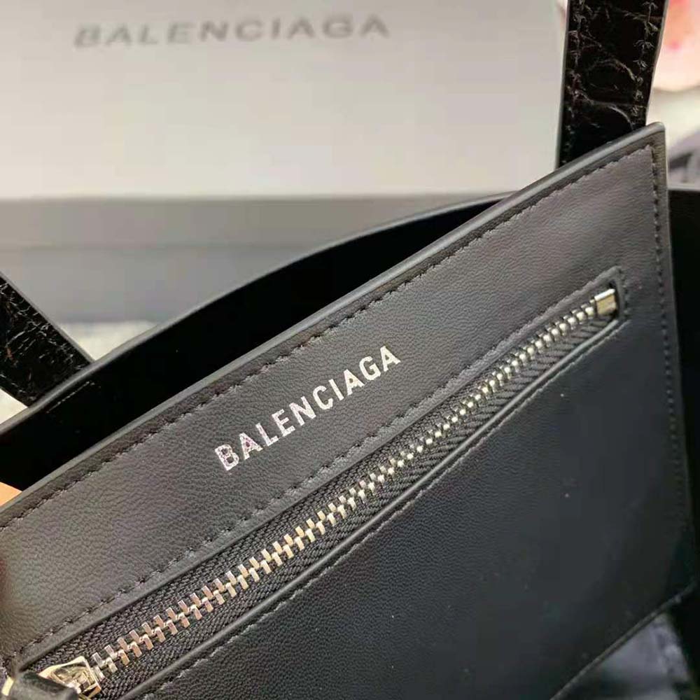 Balenciaga Women Everyday XXS Tote Bag in Black Shiny Crocodile Embossed Calfskin 9 Balenciaga Women Everyday XXS Tote Bag in Black Shiny Crocodile Embossed Calfskin - Image 9