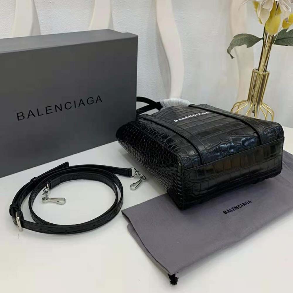 Balenciaga Women Everyday XXS Tote Bag in Black Shiny Crocodile Embossed Calfskin 6 Balenciaga Women Everyday XXS Tote Bag in Black Shiny Crocodile Embossed Calfskin - Image 6