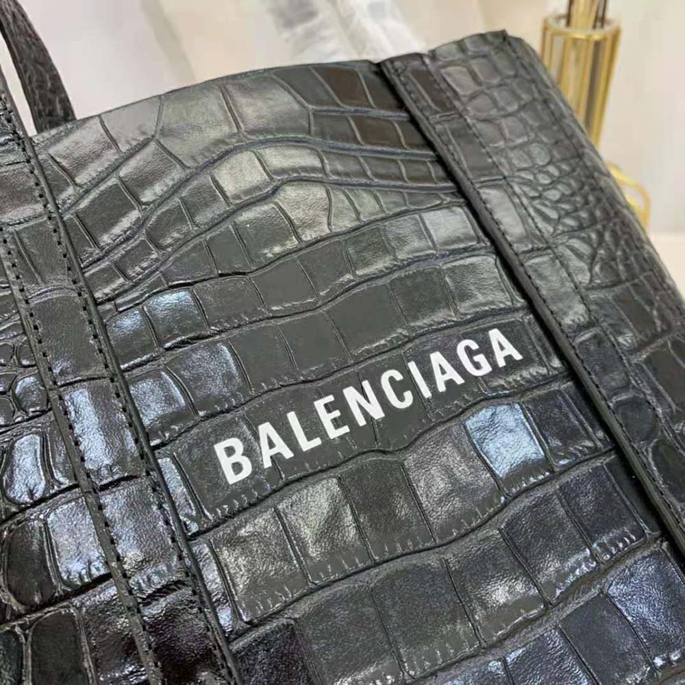 Balenciaga Women Everyday XXS Tote Bag in Black Shiny Crocodile Embossed Calfskin 10 Balenciaga Women Everyday XXS Tote Bag in Black Shiny Crocodile Embossed Calfskin - Image 10