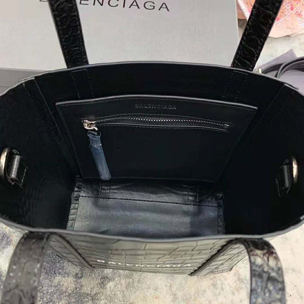 Balenciaga Women Everyday XXS Tote Bag in Black Shiny Crocodile Embossed Calfskin 8 Balenciaga Women Everyday XXS Tote Bag in Black Shiny Crocodile Embossed Calfskin - Image 8