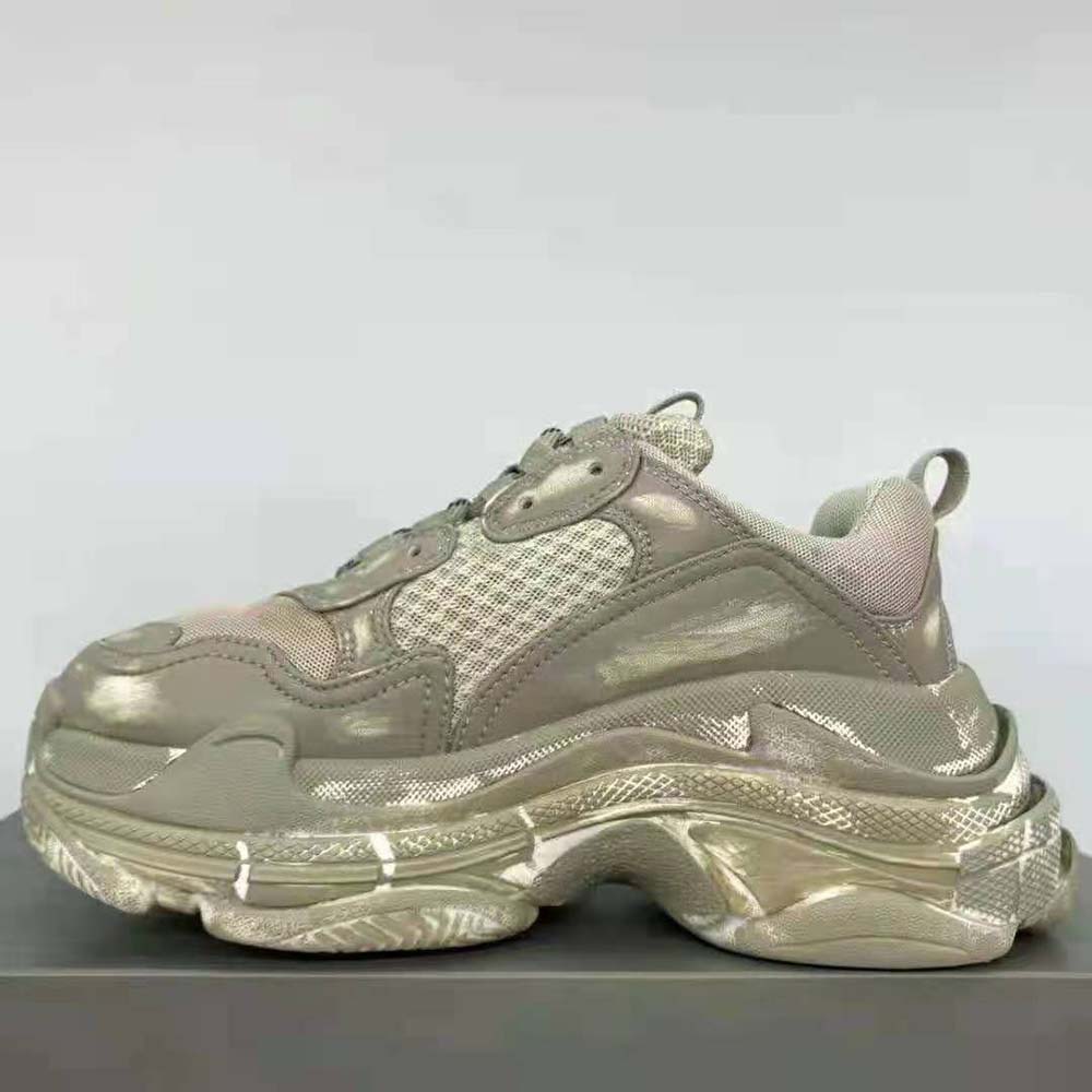 Balenciaga Women Triple S Faded Sneaker in Beige