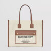 Burberry Women Medium Two-tone Canvas and Leather Freya Tote-Brown