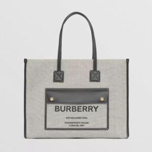 Burberry Women Medium Two-tone Canvas and Leather Freya Tote
