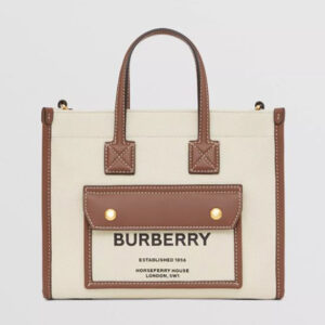Burberry Women Mini Two-tone Canvas and Leather Freya Bag