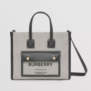 Burberry Women Mini Two-tone Canvas and Leather Freya Bag