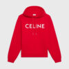 Celine Women Loose Celine Sweatshirt in Cotton Fleece-Red
