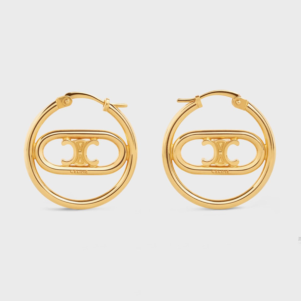 CELINE Triomphe TRIOMPHE ASYMMETRIC HOOPS IN BRASS WITH GOLD FINISH