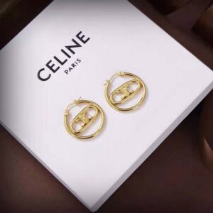 Celine Women Maillon Triomphe Bold Hoops in Brass with Gold Finish