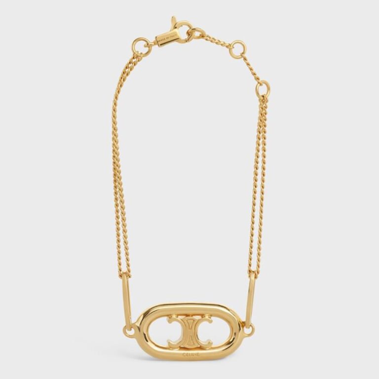 Celine Women Paris Double Necklace In Brass With Gold Finish