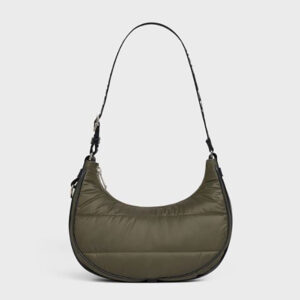 Celine Women Medium Ava Bag with Celine Strap in Quilted Nylon-Green