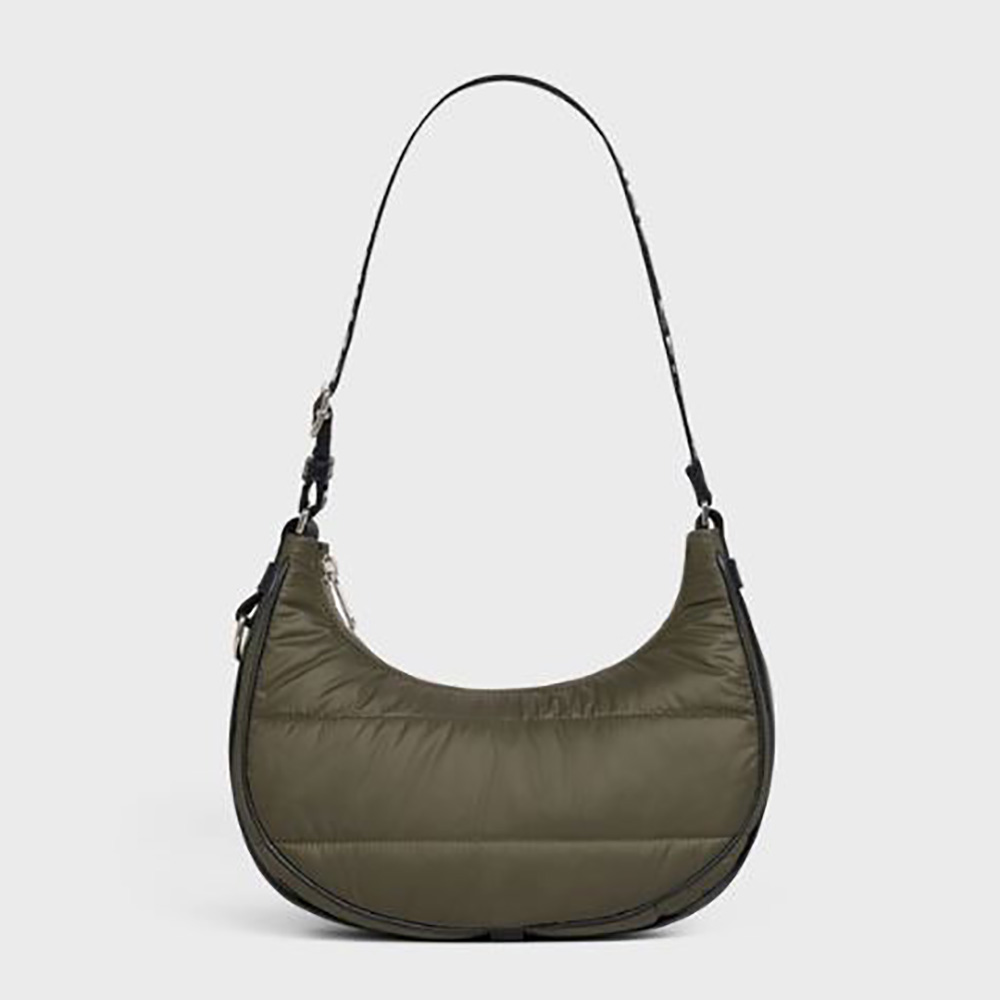 Celine Women Medium Ava Bag with Celine Strap in Quilted NylonGreen